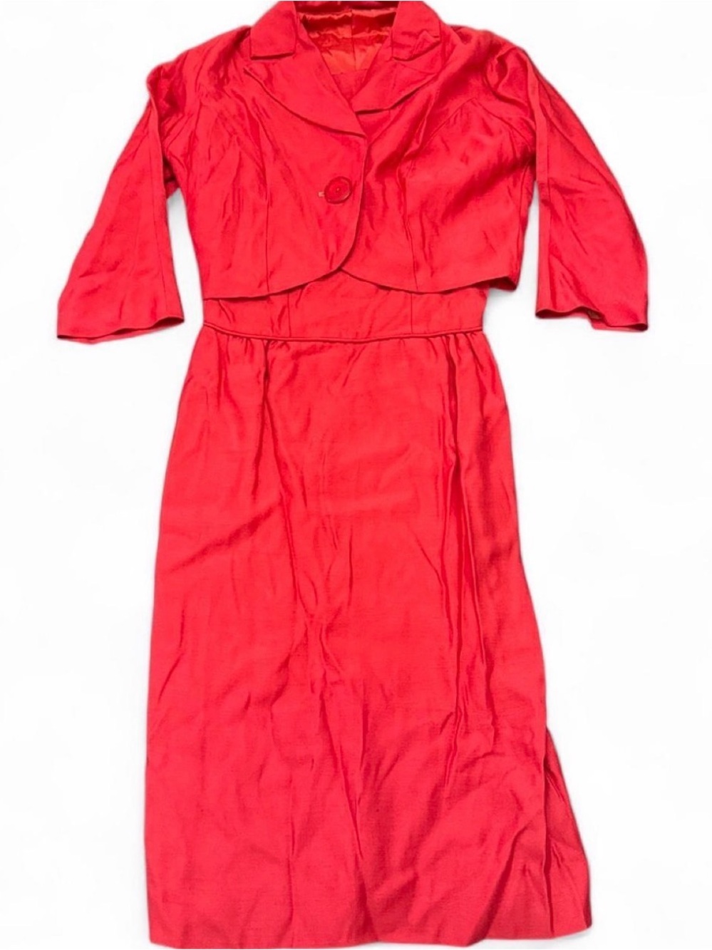 Vintage Red Two-Piece Dress Set